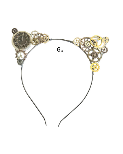 Steampunk Cat Ears Headband with Gears: Halloween Cosplay Costume Accessory for Kitty Lovers