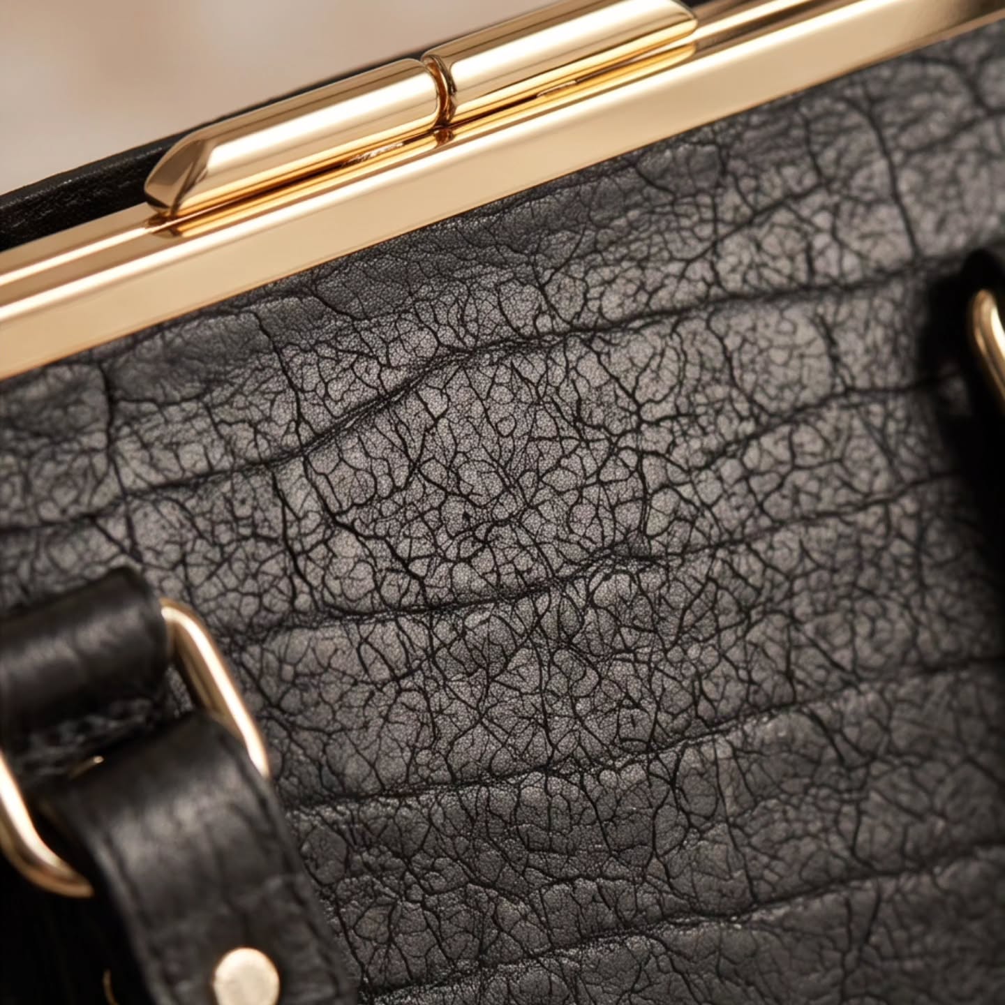 Urban Noir | Black Leather Shoulder Bag with Silver Hardware
