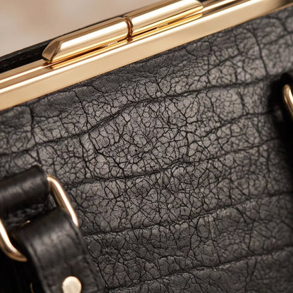 Urban Noir | Black Leather Shoulder Bag with Silver Hardware