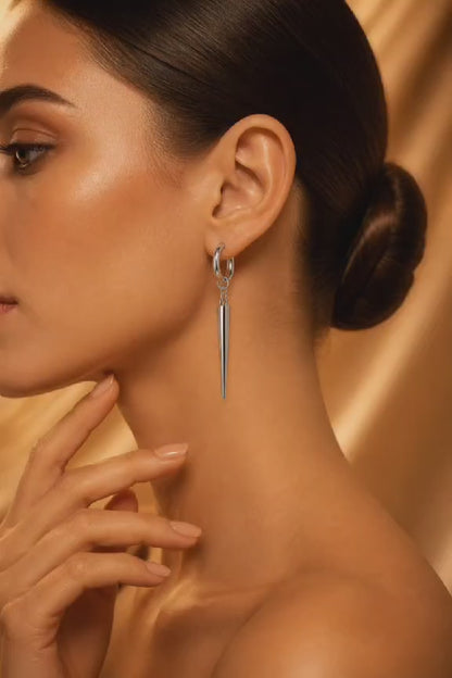 Silver Spike Drop Earrings | Edgy Silver-Tone Statement Earrings