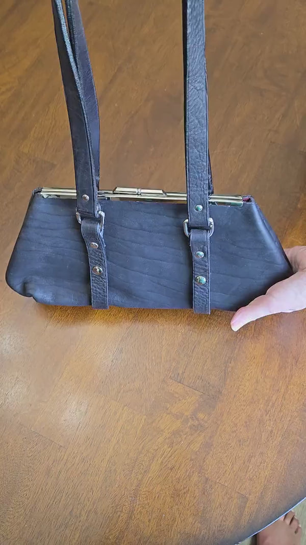 Urban Noir | Black Leather Shoulder Bag with Silver Hardware