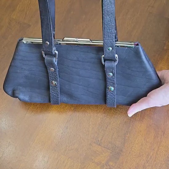 Urban Noir | Black Leather Shoulder Bag with Silver Hardware